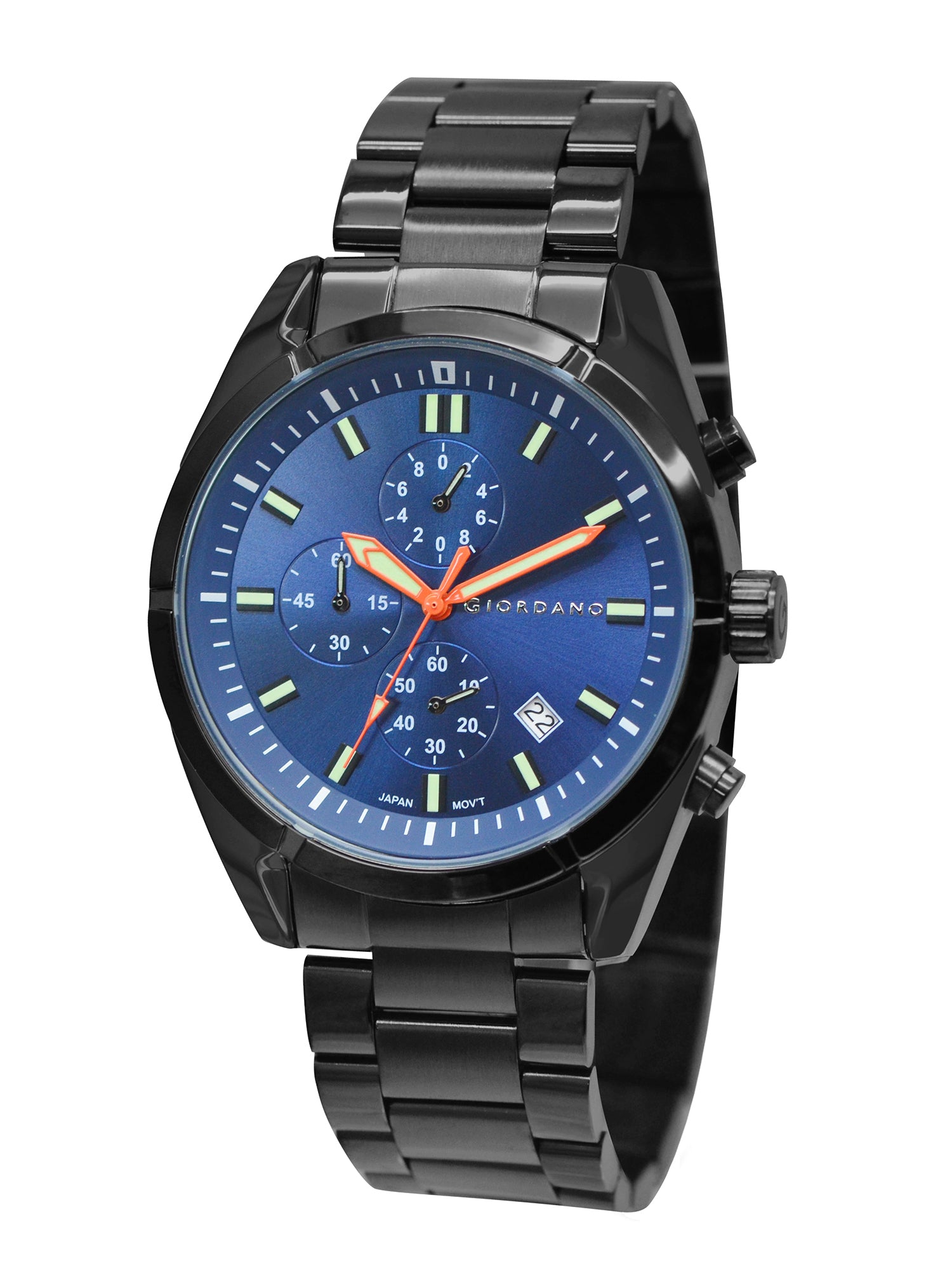 Giordano Multi Function Watch for Men with Round dial, Luminous Hands and Stainless Steel Strap | GZ-50096-22