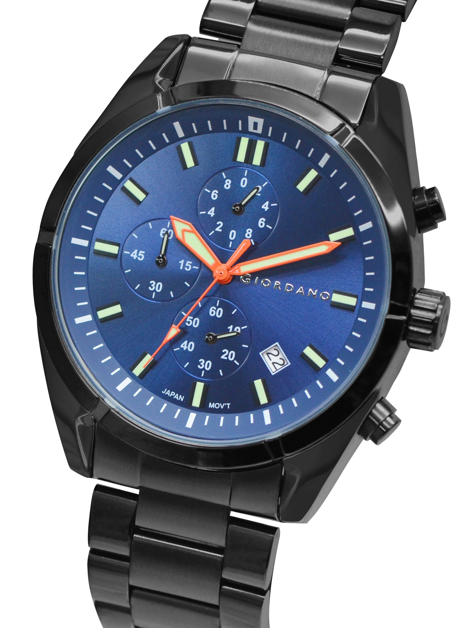 Giordano Multi Function Watch for Men with Round dial, Luminous Hands and Stainless Steel Strap | GZ-50096-22