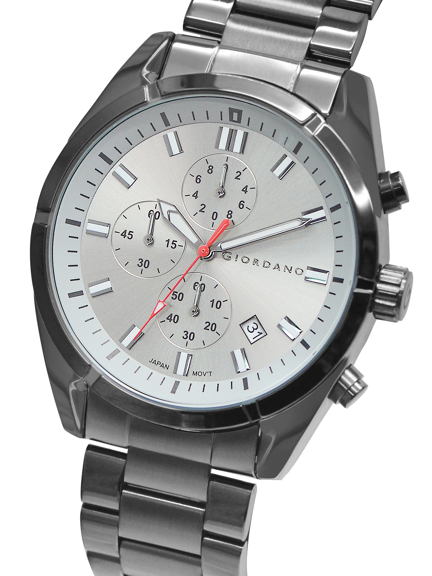 Giordano Multi Function Watch for Men with Round dial, Luminous Hands and Stainless Steel Strap | GZ-50096-33