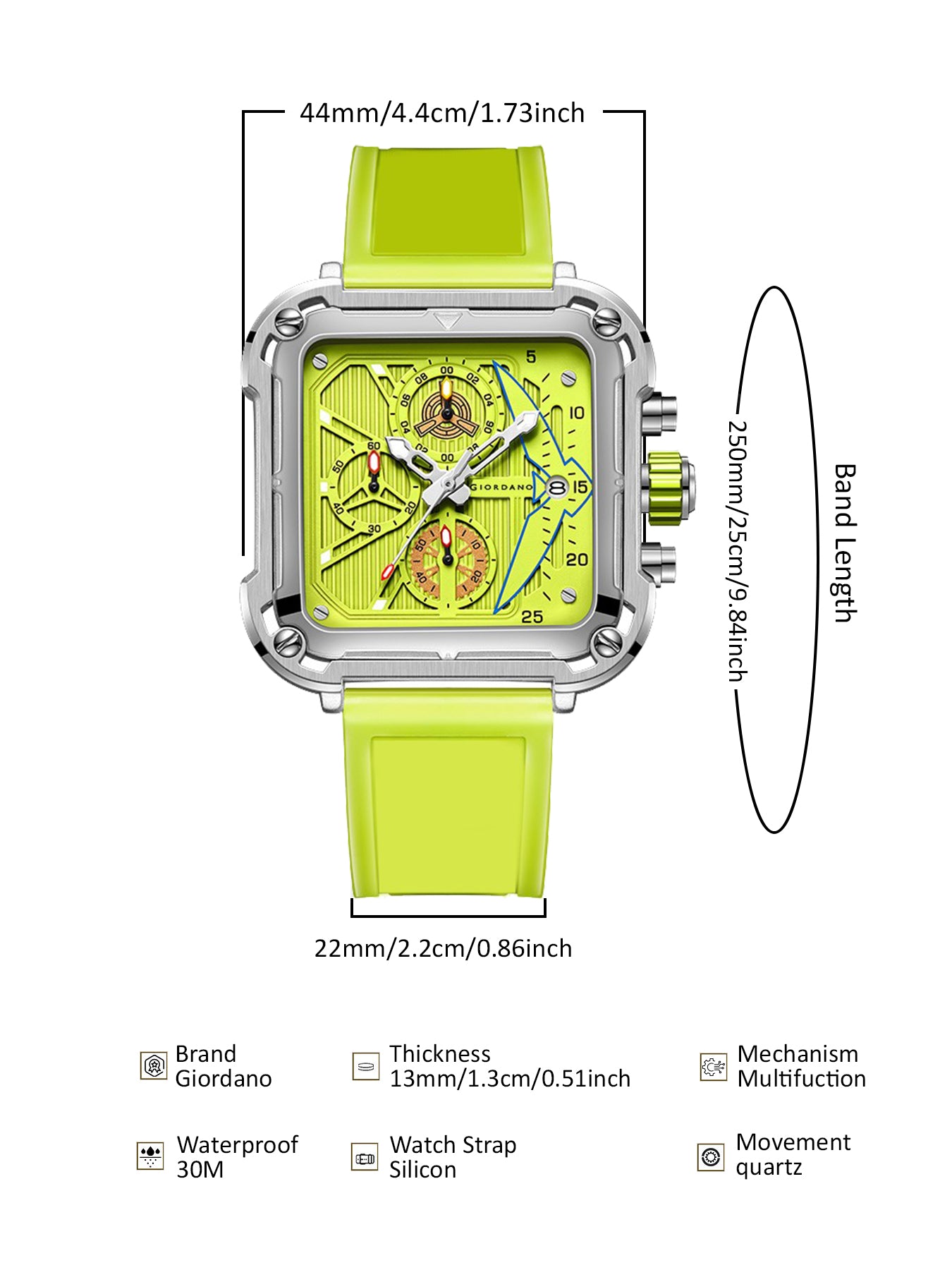 Giordano Multifunction Watch for Men - Perfect Blend of Style and Utility” | Water Resistant Square dial Unique Design Wrist Watch for Man | Best Gift for Males | GZ-50099-01