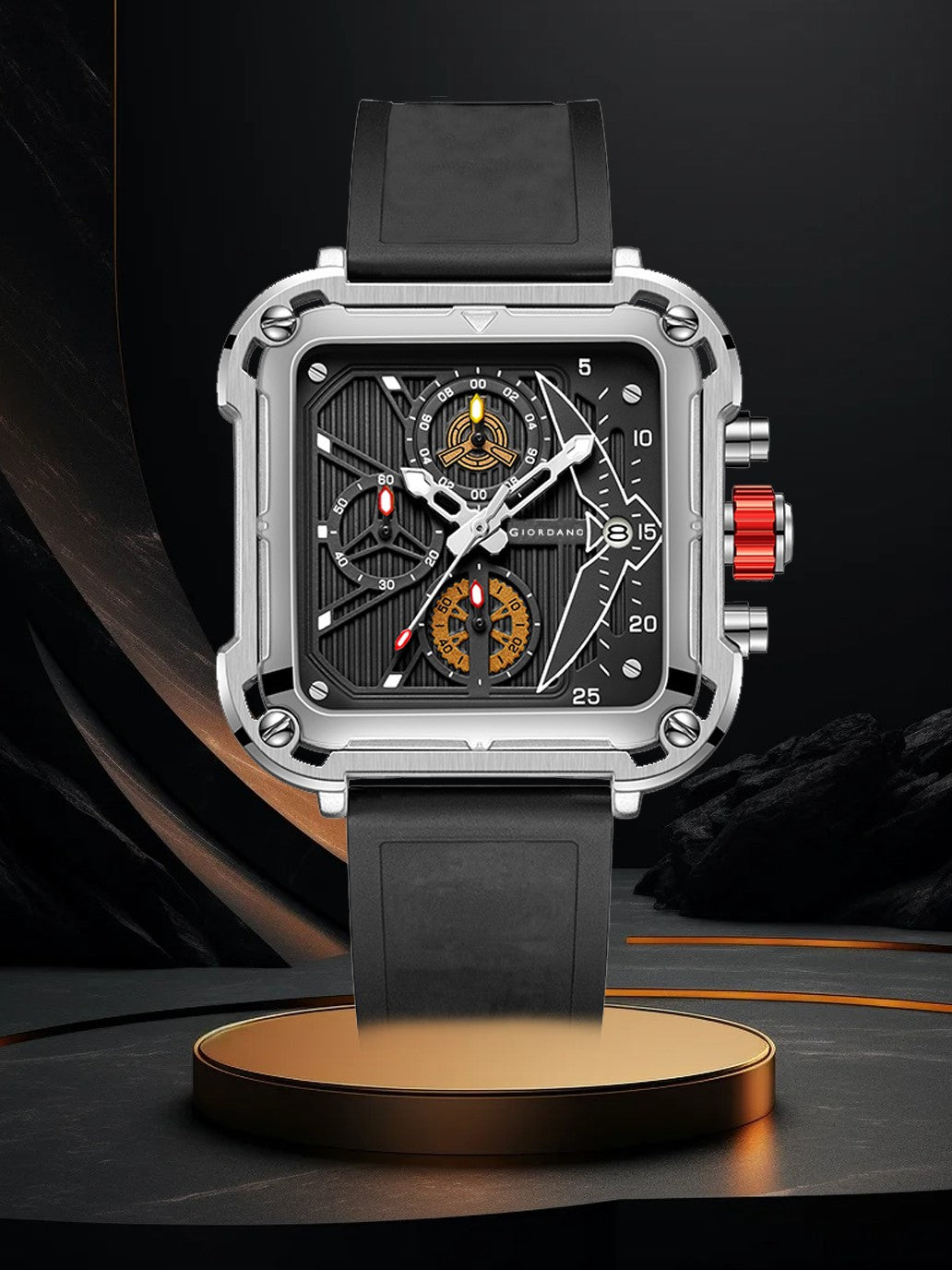 Giordano Multifunction Watch for Men - Perfect Blend of Style and Utility” | Water Resistant Square dial Unique Design Wrist Watch for Man | Best Gift for Males | GZ-50099-02