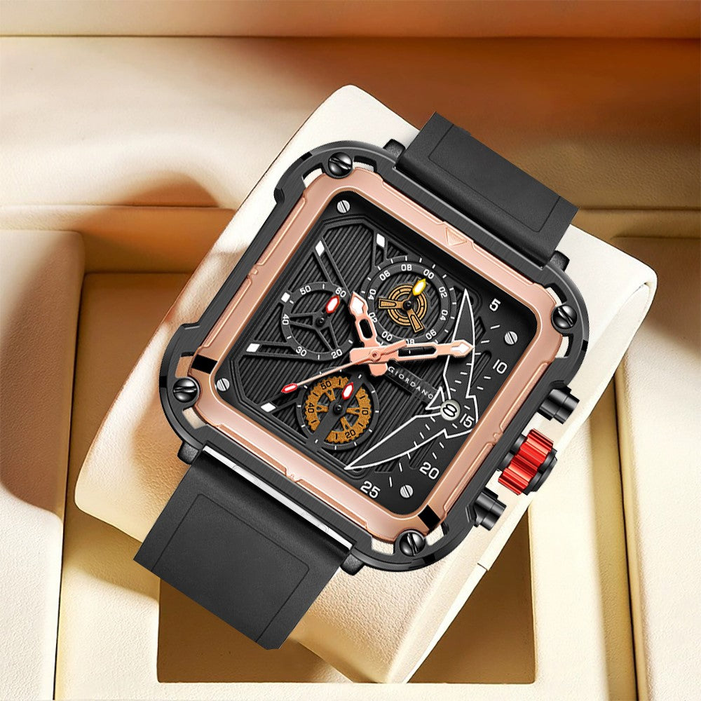 Giordano Multifunction Watch for Men - Perfect Blend of Style and Utility” | Water Resistant Square dial Unique Design Wrist Watch for Man | Best Gift for Males | GZ-50099-03