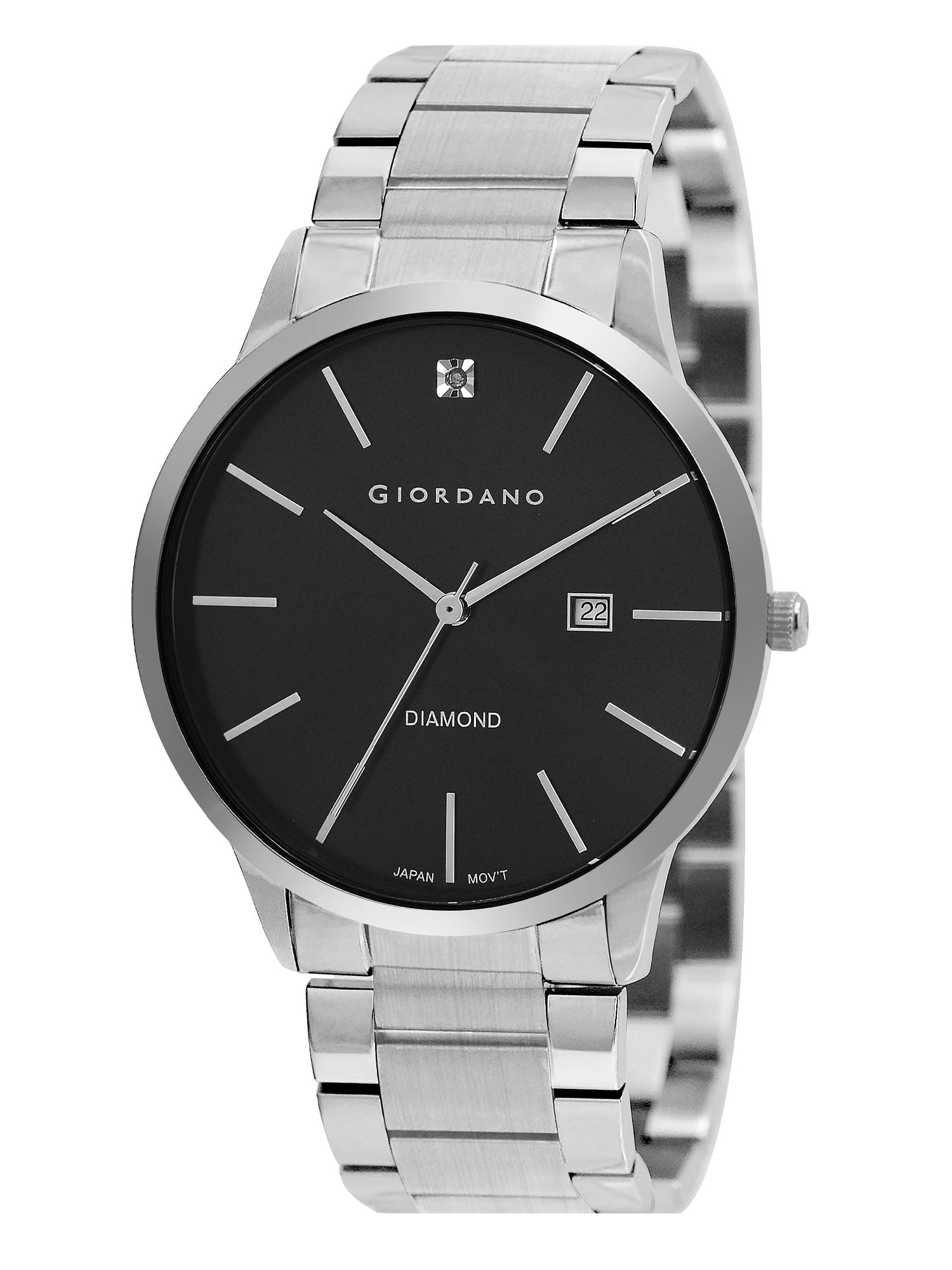 Giordano Classic Analog Watch for Men with Diamond Marked Dial and Stainless Steel Strap | GZ-50101-11