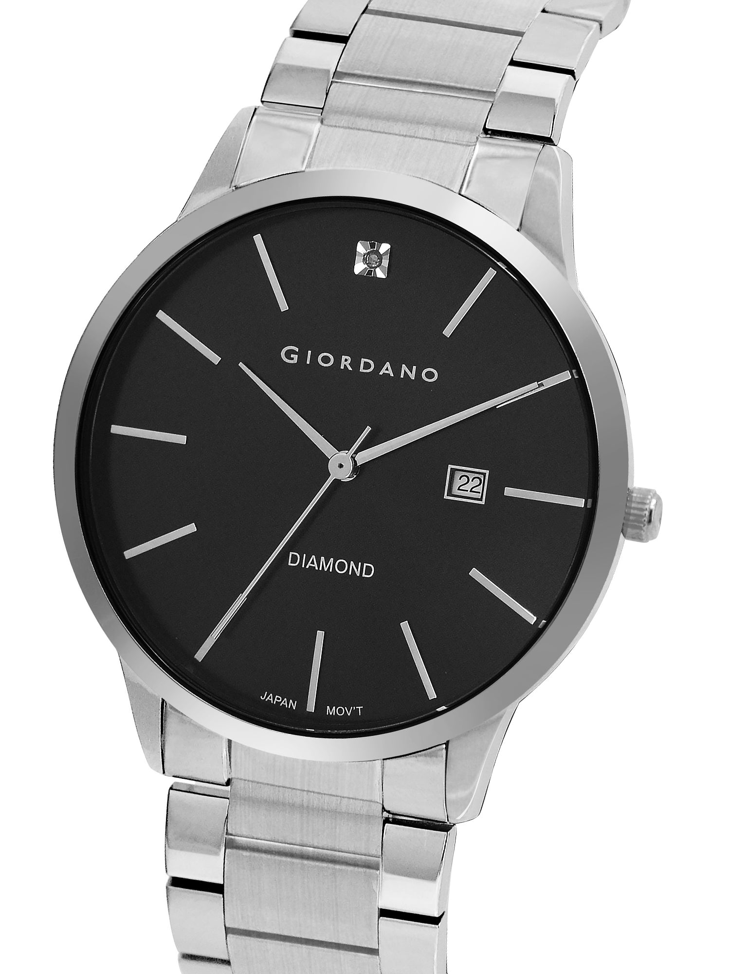 Giordano Classic Analog Watch for Men with Diamond Marked Dial and Stainless Steel Strap | GZ-50101-11