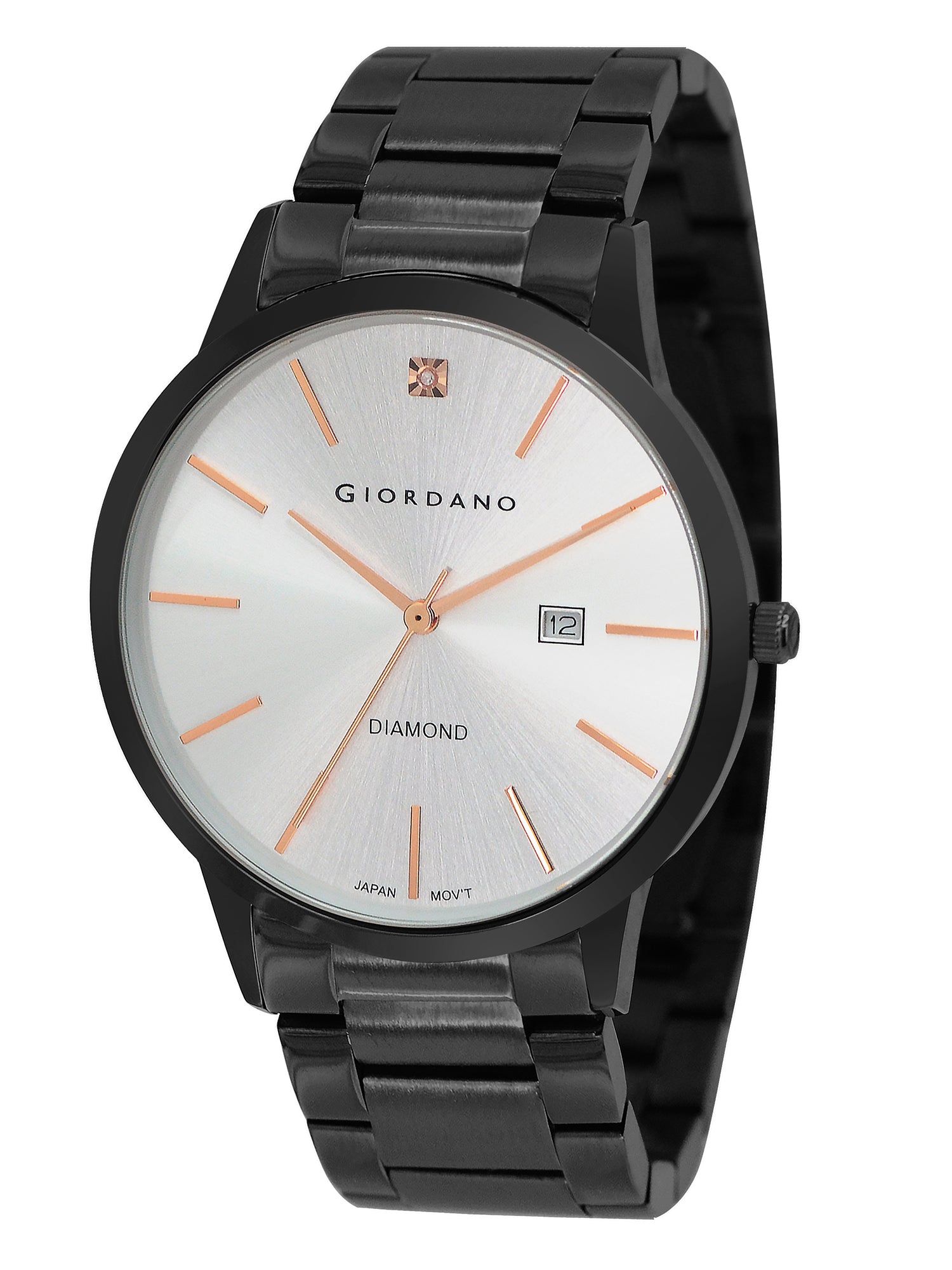 Giordano Classic Analog Watch for Men with Diamond Marked Dial and Stainless Steel Strap | GZ-50101-22