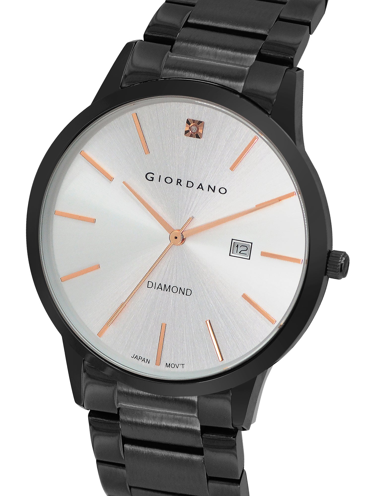 Giordano Classic Analog Watch for Men with Diamond Marked Dial and Stainless Steel Strap | GZ-50101-22