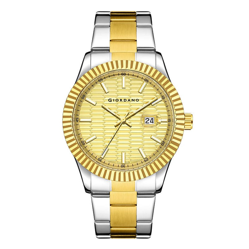 Giordano Luxurious Analog Formal Watch for Men - Textured dial with Date Magnifier Glass and Solid Stainless Steel Strap | GZ-50115-22