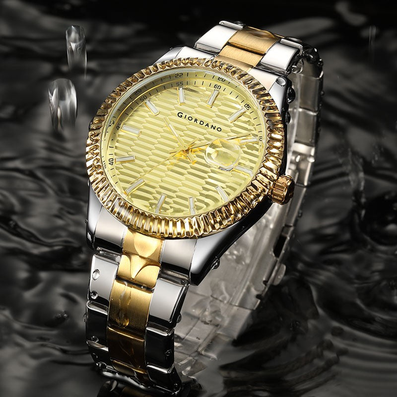 Giordano Luxurious Analog Formal Watch for Men - Textured dial with Date Magnifier Glass and Solid Stainless Steel Strap | GZ-50115-22