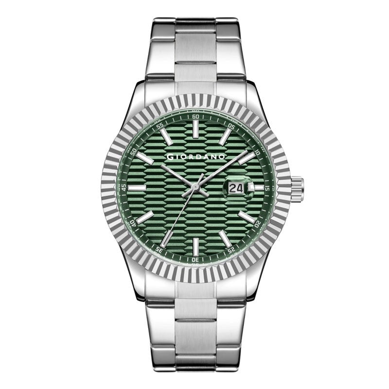 Giordano Luxurious Analog Formal Watch for Men - Textured dial with Date Magnifier Glass and Solid Stainless Steel Strap | GZ-50115-44