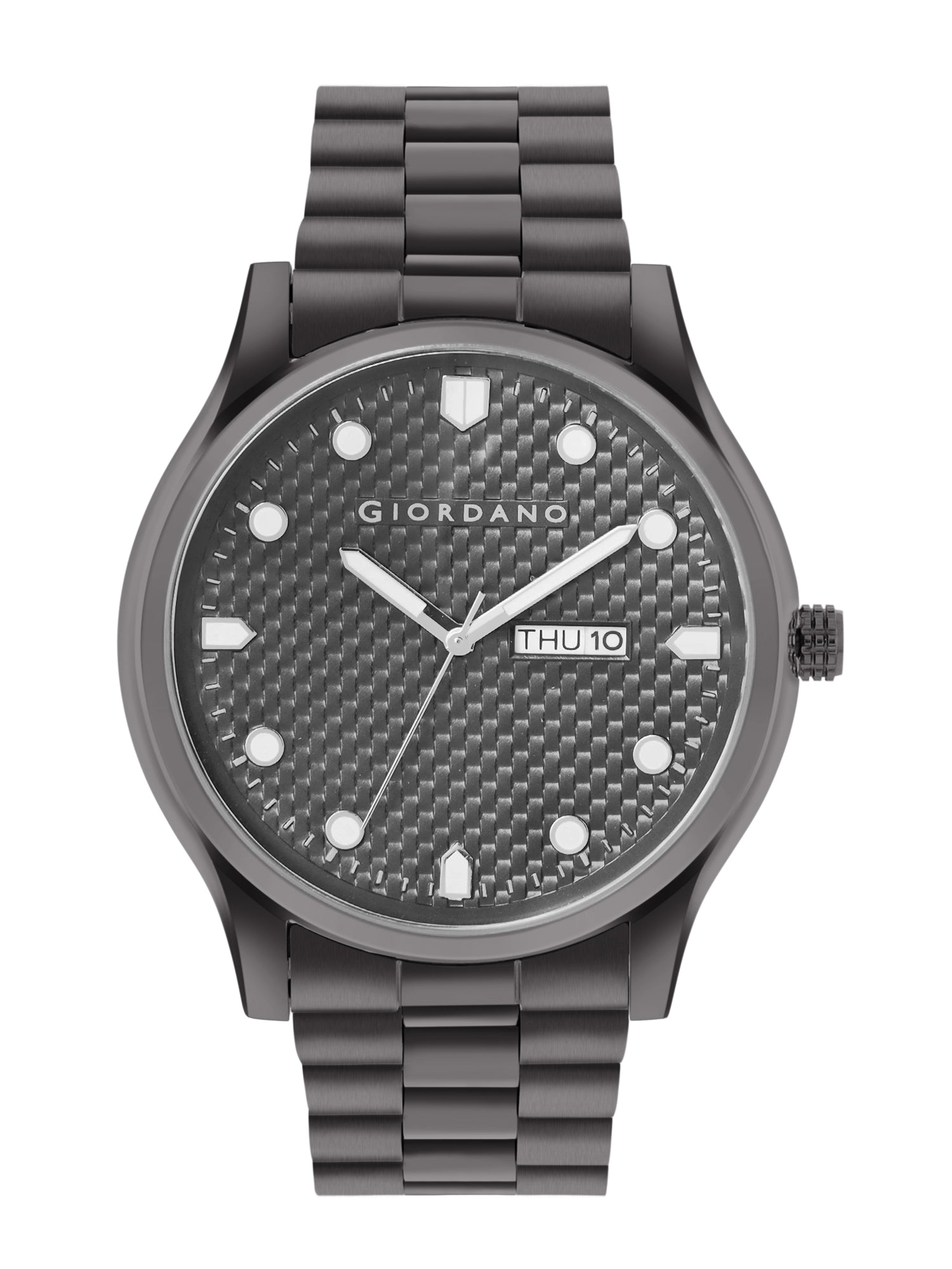 Giordano Analog Watch for Men with Two-Tone Stainless Steel Strap & Textured Dial, Day-Date Display, Elegant Casual Style | GZ-50122-22