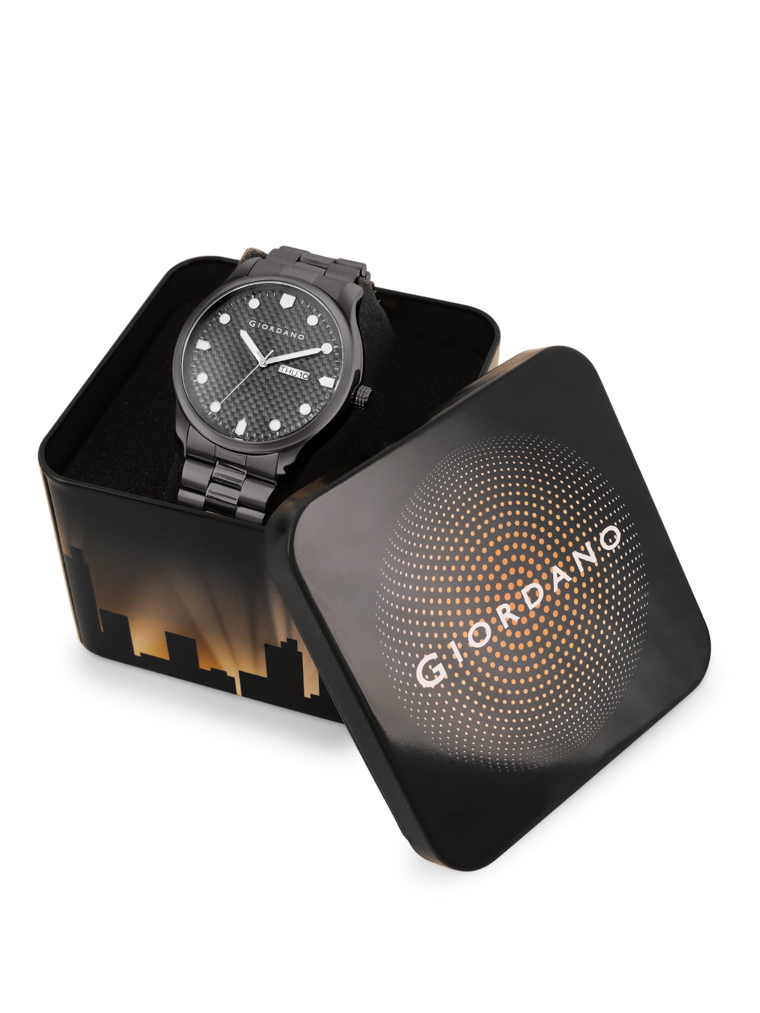 Giordano Analog Watch for Men with Two-Tone Stainless Steel Strap & Textured Dial, Day-Date Display, Elegant Casual Style | GZ-50122-22