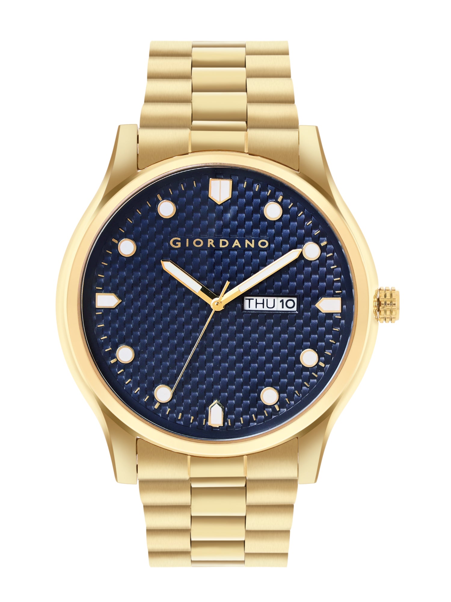 Giordano Analog Watch for Men with Two-Tone Stainless Steel Strap & Textured Dial, Day-Date Display, Elegant Casual Style | GZ-50122-55