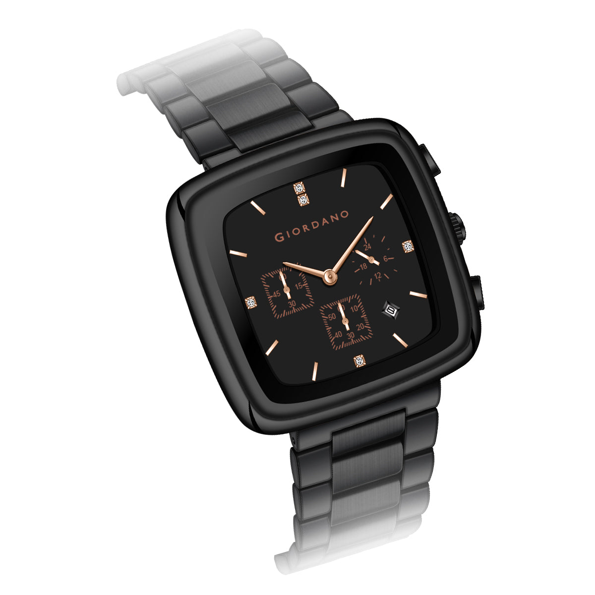 Giordano Square Face Watch for Men – Multifunction Dial with Date Display, Sleek Stainless Steel Strap, Modern Design for Everyday Elegance | GZ-50162-11