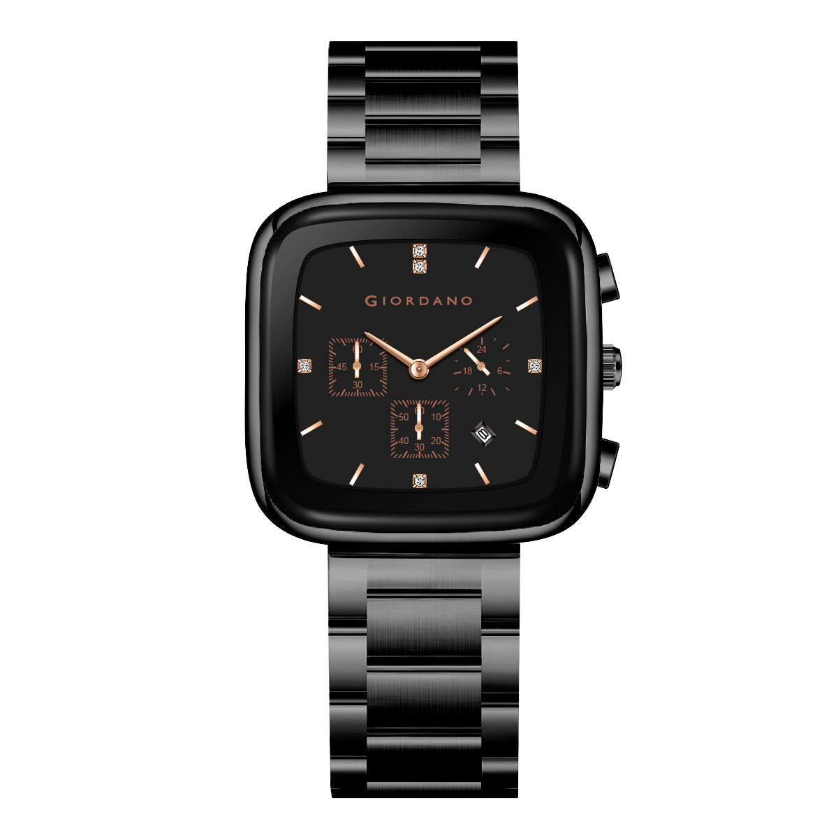 Giordano Square Face Watch for Men – Multifunction Dial with Date Display, Sleek Stainless Steel Strap, Modern Design for Everyday Elegance | GZ-50162-11