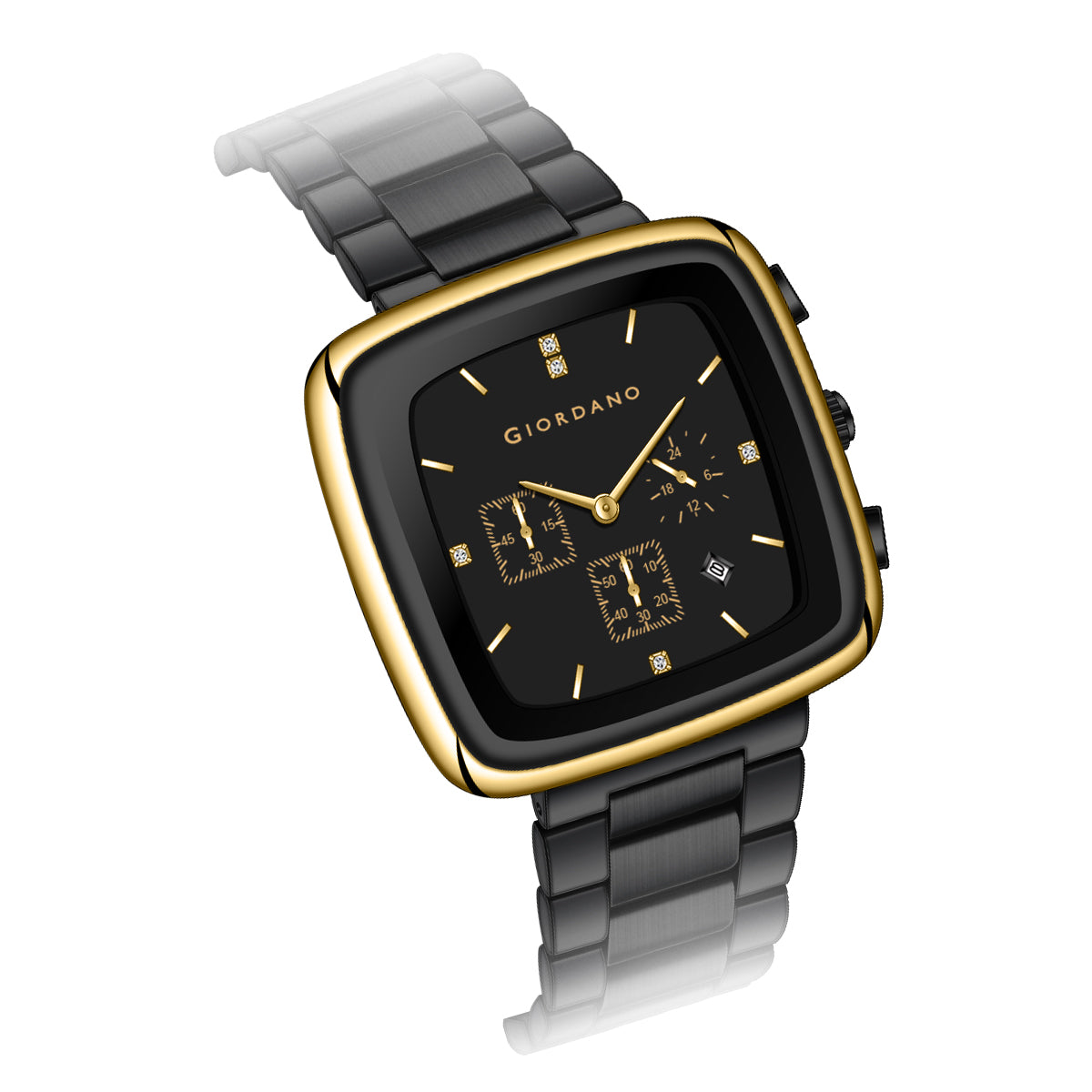 Giordano Square Face Watch for Men – Multifunction Dial with Date Display, Sleek Stainless Steel Strap, Modern Design for Everyday Elegance | GZ-50162-33
