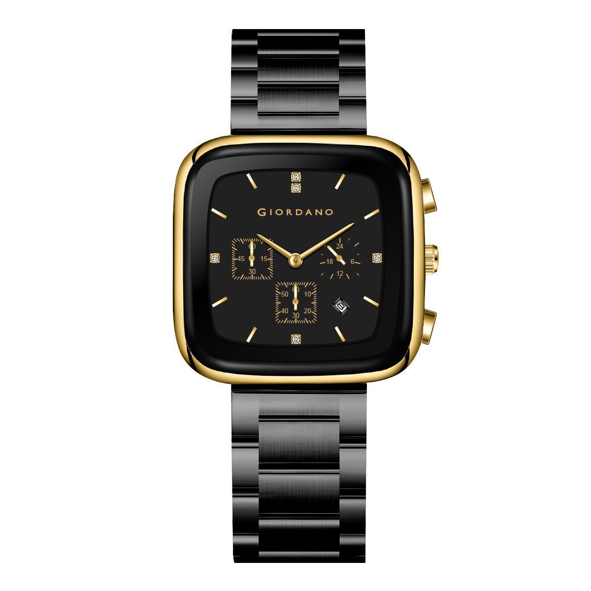 Giordano Square Face Watch for Men – Multifunction Dial with Date Display, Sleek Stainless Steel Strap, Modern Design for Everyday Elegance | GZ-50162-33