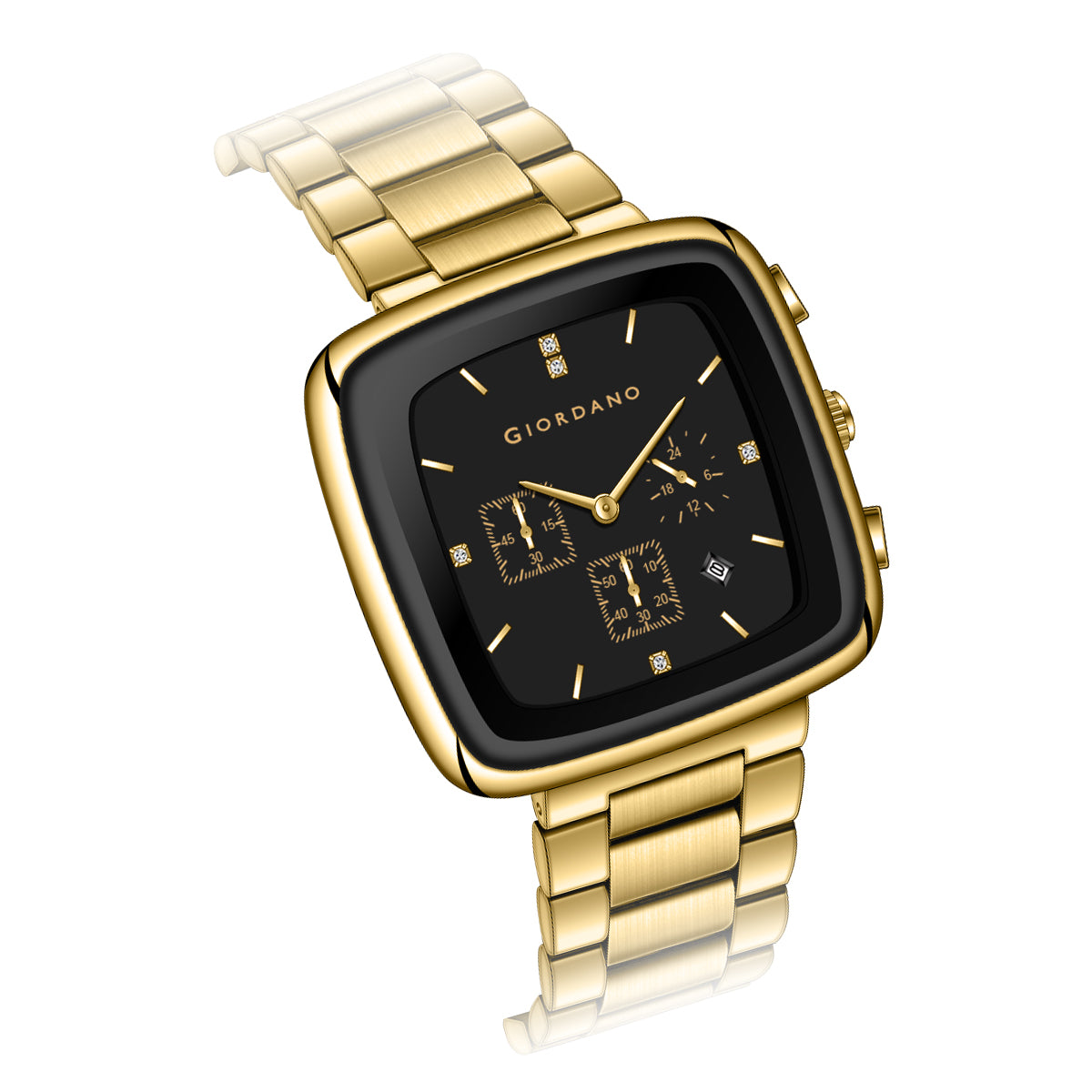 Giordano Square Face Watch for Men – Multifunction Dial with Date Display, Sleek Stainless Steel Strap, Modern Design for Everyday Elegance | GZ-50162-44