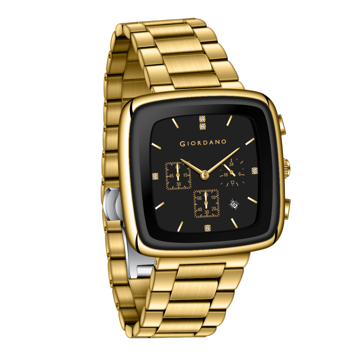 Giordano Square Face Watch for Men – Multifunction Dial with Date Display, Sleek Stainless Steel Strap, Modern Design for Everyday Elegance | GZ-50162-44