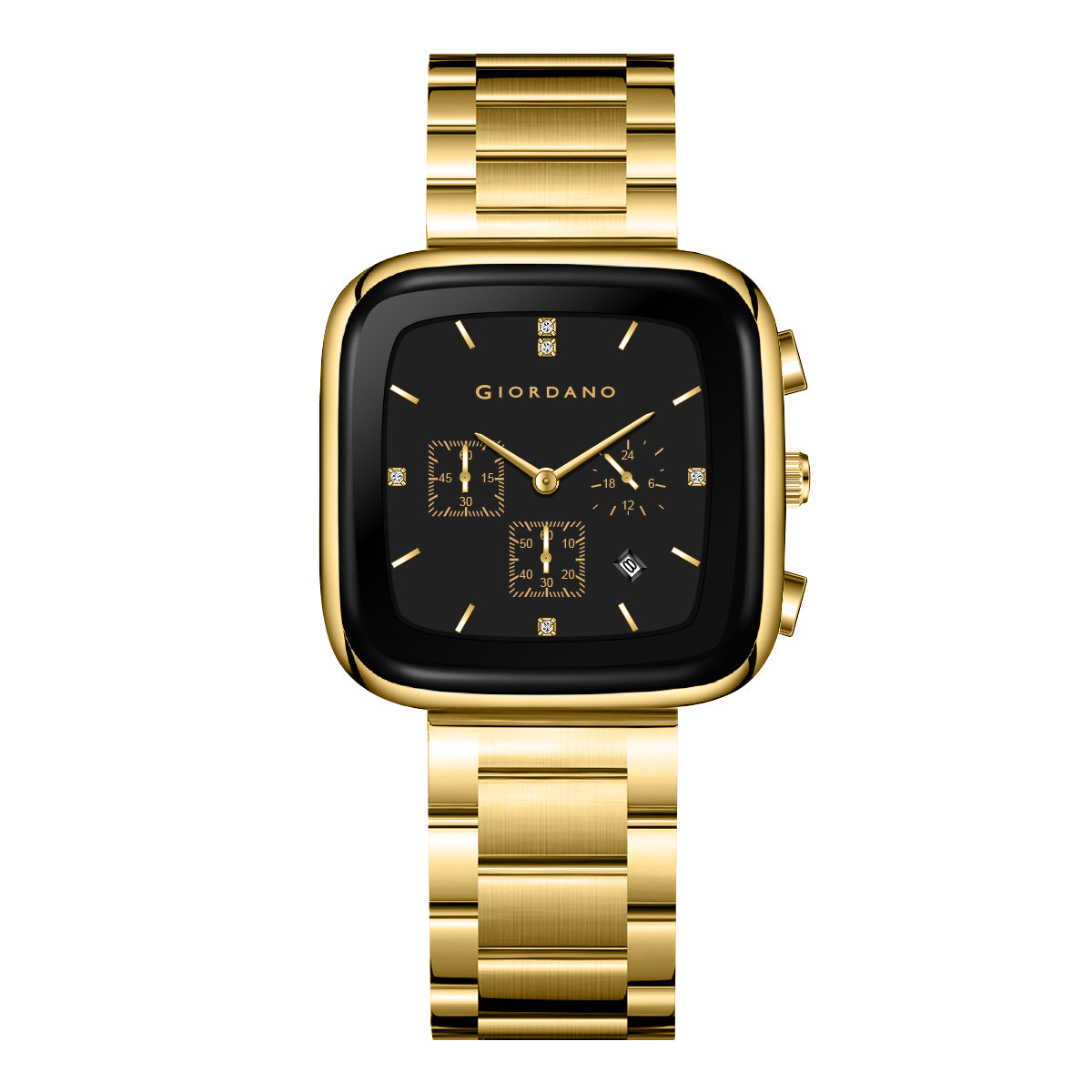 Giordano Square Face Watch for Men – Multifunction Dial with Date Display, Sleek Stainless Steel Strap, Modern Design for Everyday Elegance | GZ-50162-44