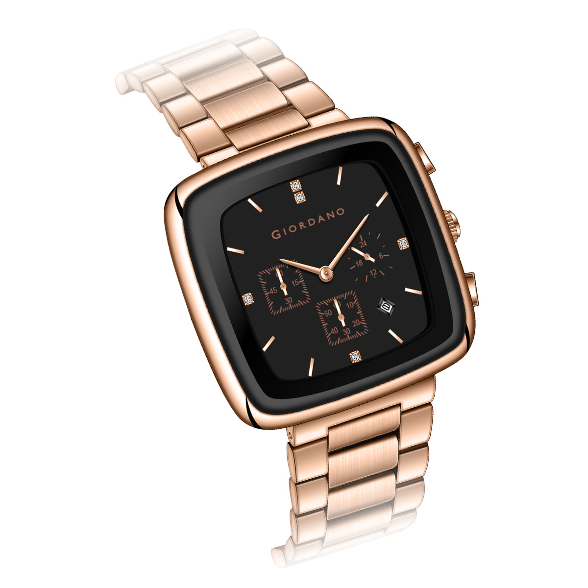 Giordano Square Face Watch for Men – Multifunction Dial with Date Display, Sleek Stainless Steel Strap, Modern Design for Everyday Elegance | GZ-50162-55