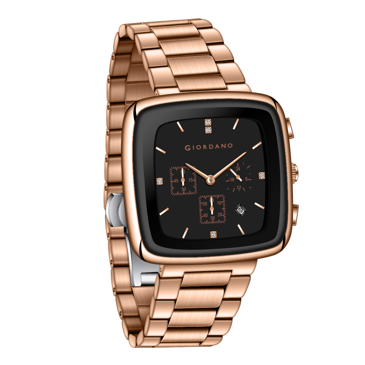 Giordano Square Face Watch for Men – Multifunction Dial with Date Display, Sleek Stainless Steel Strap, Modern Design for Everyday Elegance | GZ-50162-55