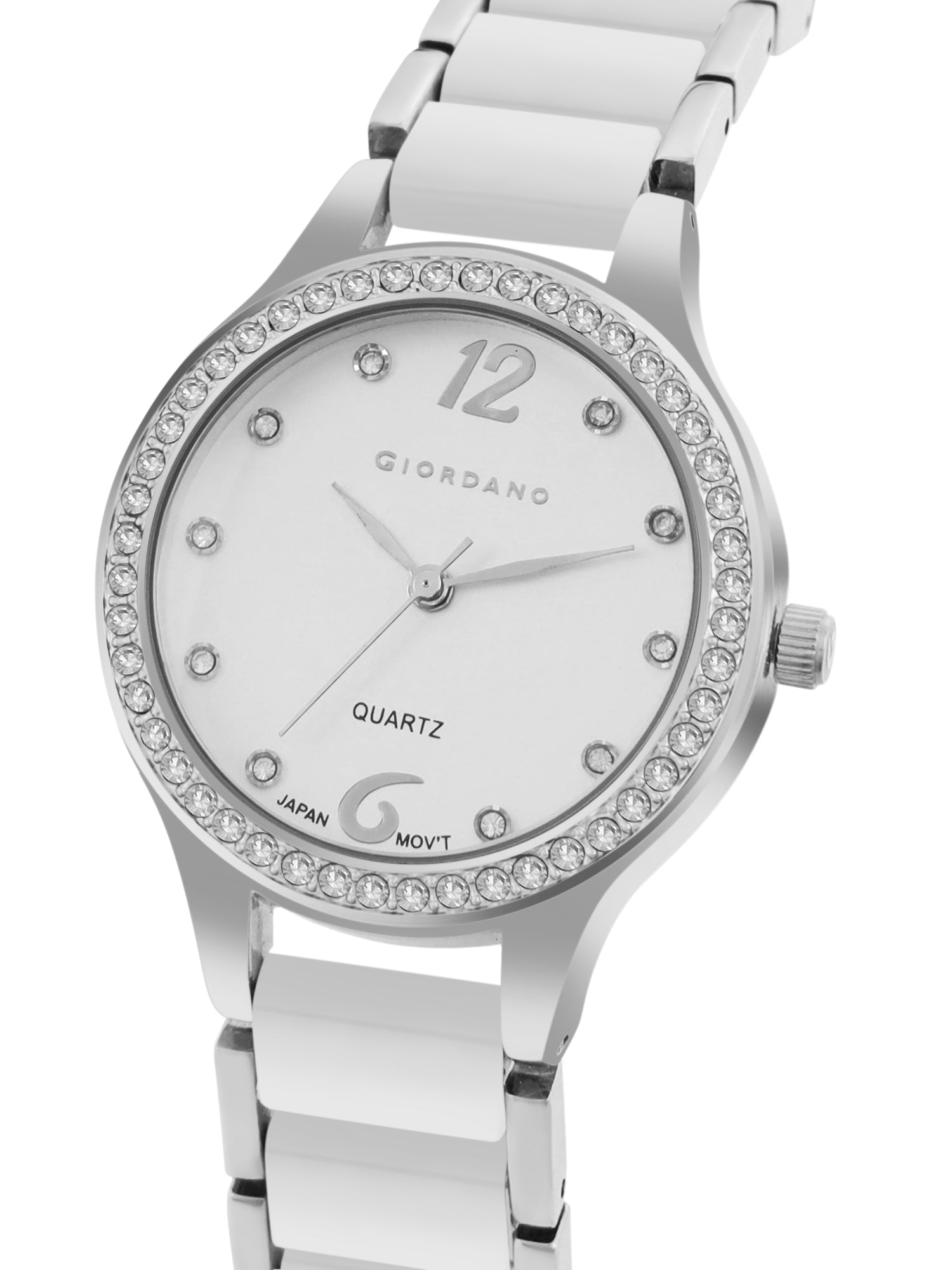 Giordano Analog Watch for Women, Diamond-Set with Metal Strap Ladies Water Resistant Wrist Watch for Female | GZ-60065-11