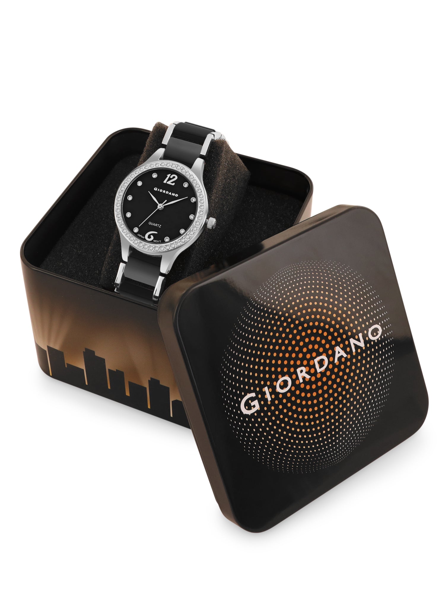 Giordano Analog Watch for Women, Diamond-Set with Metal Strap Ladies Water Resistant Wrist Watch for Female | GZ-60065-22