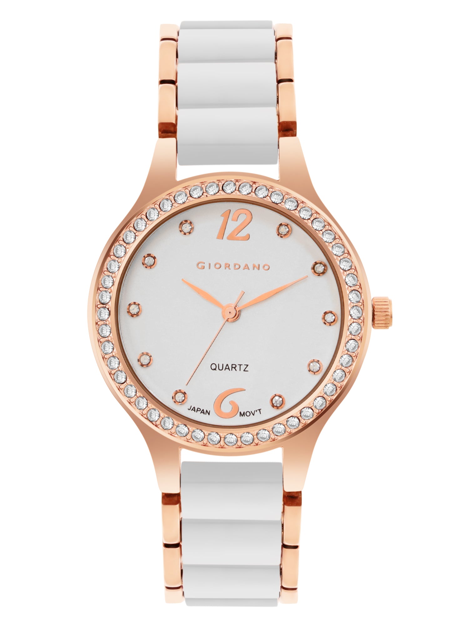 Giordano Analog Watch for Women, Diamond-Set with Metal Strap Ladies Water Resistant Wrist Watch for Female | GZ-60065-33