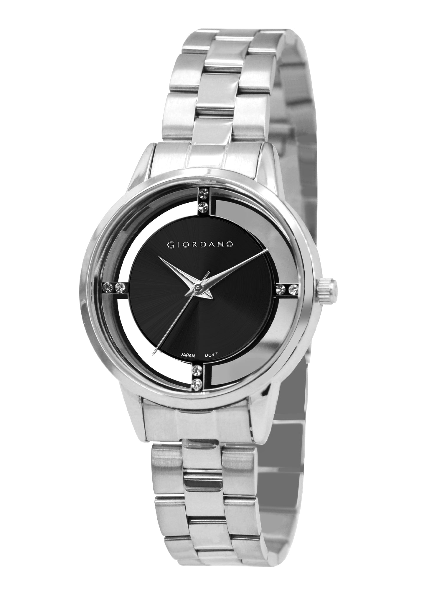 Giordano Analog Stylish Watch for Women with See-Through Dial with Crystal Accents and Stainless Steel Strap | GZ-60078-11