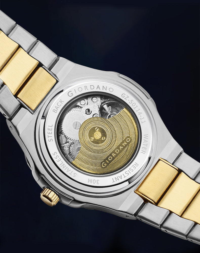 Giordano Dual-Tone Skeleton Automatic Stainless Steel Watch for Men with Luxurious Gold Accent Case | GZ-50114-11