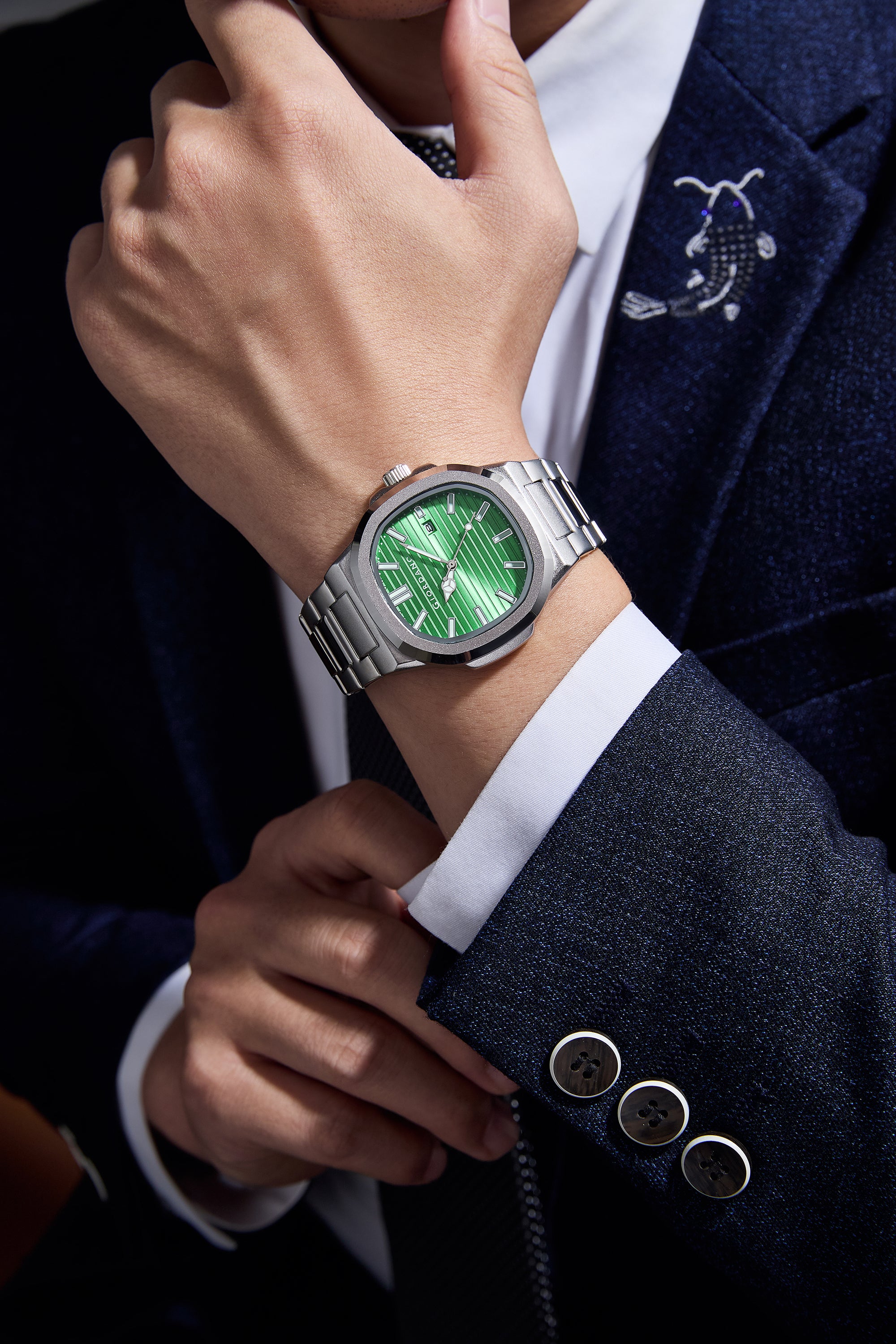 Giordano Analog Watch for Men – Textured Dial, Stainless Steel Strap, Date Display, Quartz Movement, Water Resistant | GZ-50134-44