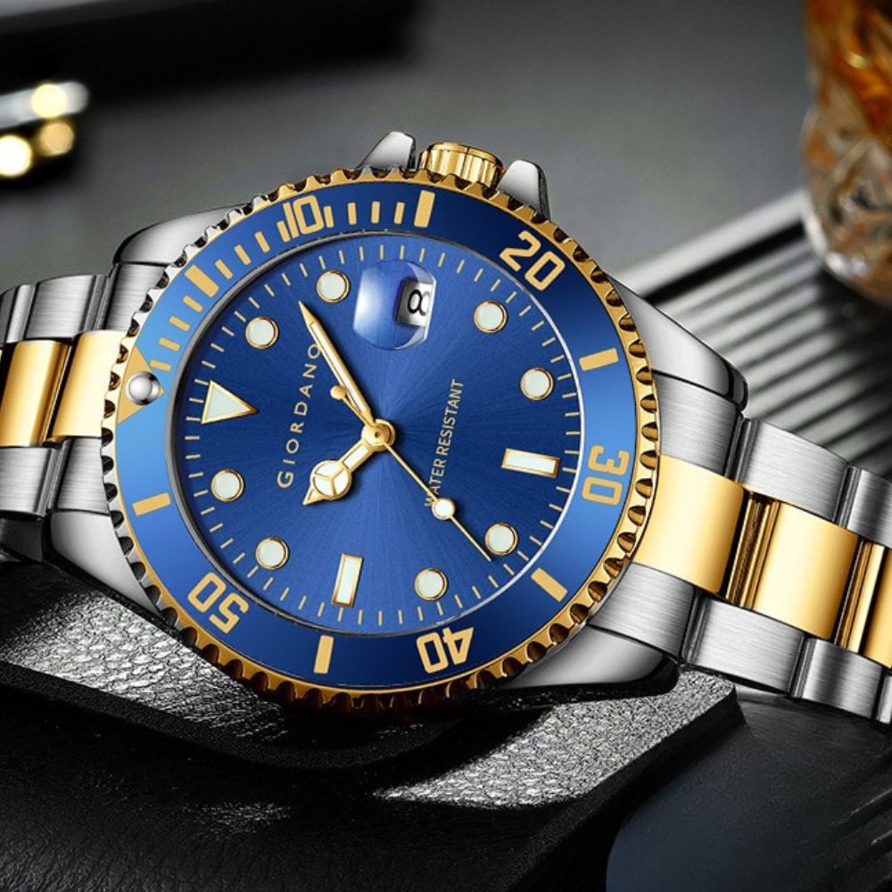 Giordano Premium Analog Watch for Men with Rotating Bezel, Stainless Steel Strap and Date Display | GZ-50006-88