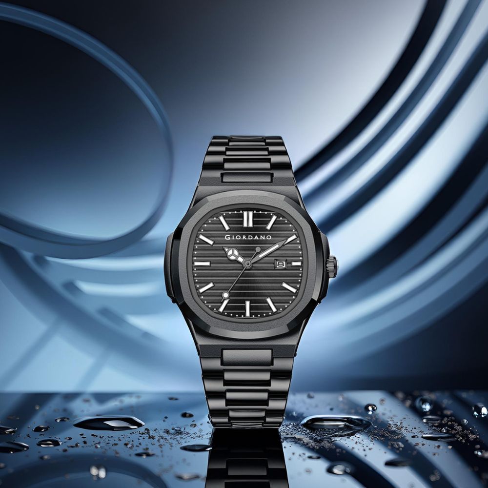 Giordano Analog Watch for Men – Textured Dial, Stainless Steel Strap, Date Display, Quartz Movement, Water Resistant | GZ-50134-11