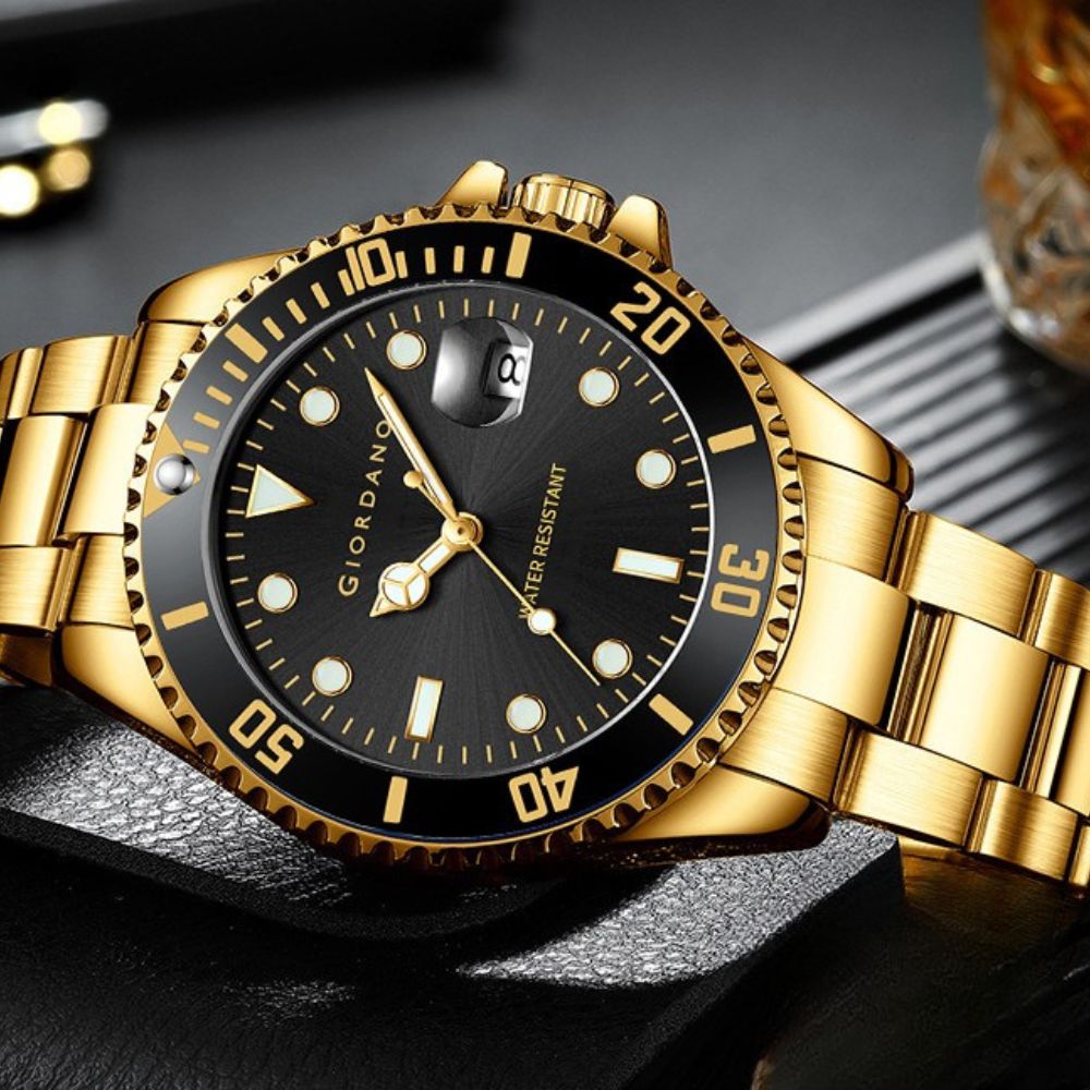 Giordano Premium Analog Watch for Men with Rotating Bezel, Stainless Steel Strap and Date Display | GZ-50006-77