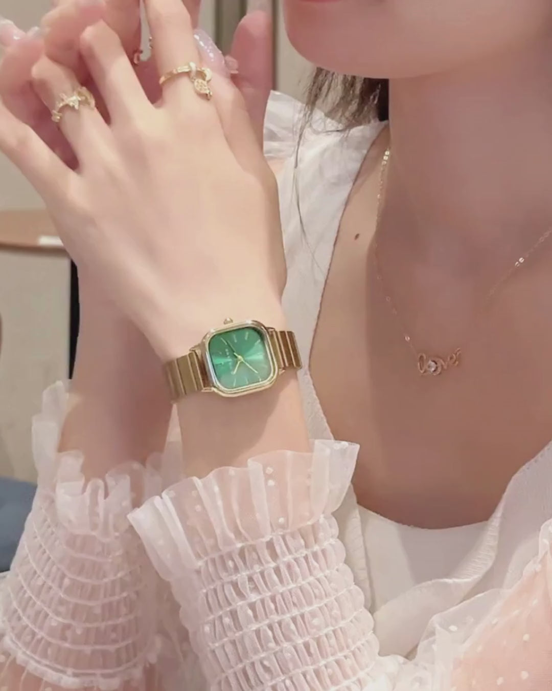 Giordano Classic Square Watch for Women – Polished Stainless Steel Strap, Minimalist Compact Design | GZ-60098-44