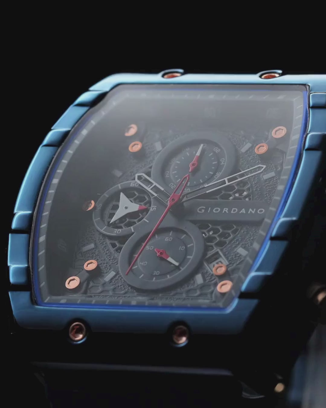 Giordano Black  Square Dial Multifuncational Watch for Men with Stylish Design, Waterproof, Date Display & Silicone Strap GZ-50123-04