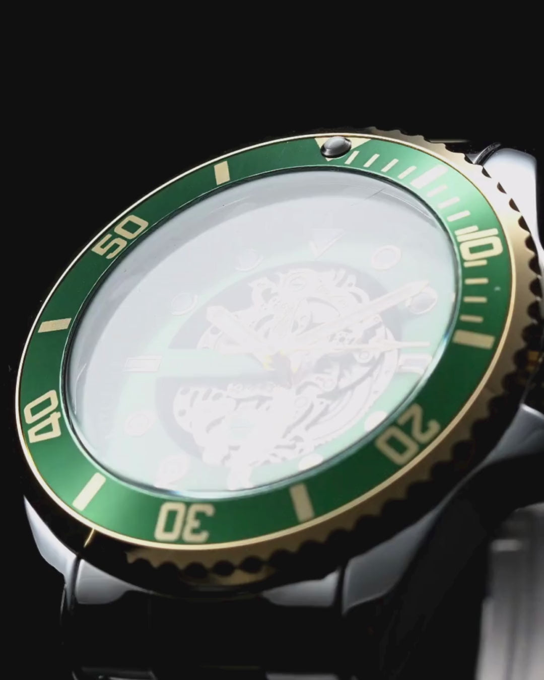 Giordano analog Watch for men– Skeleton Dial, Rotating  Bezel, Two-Tone Stainless Steel Strap-GZ-50135-33