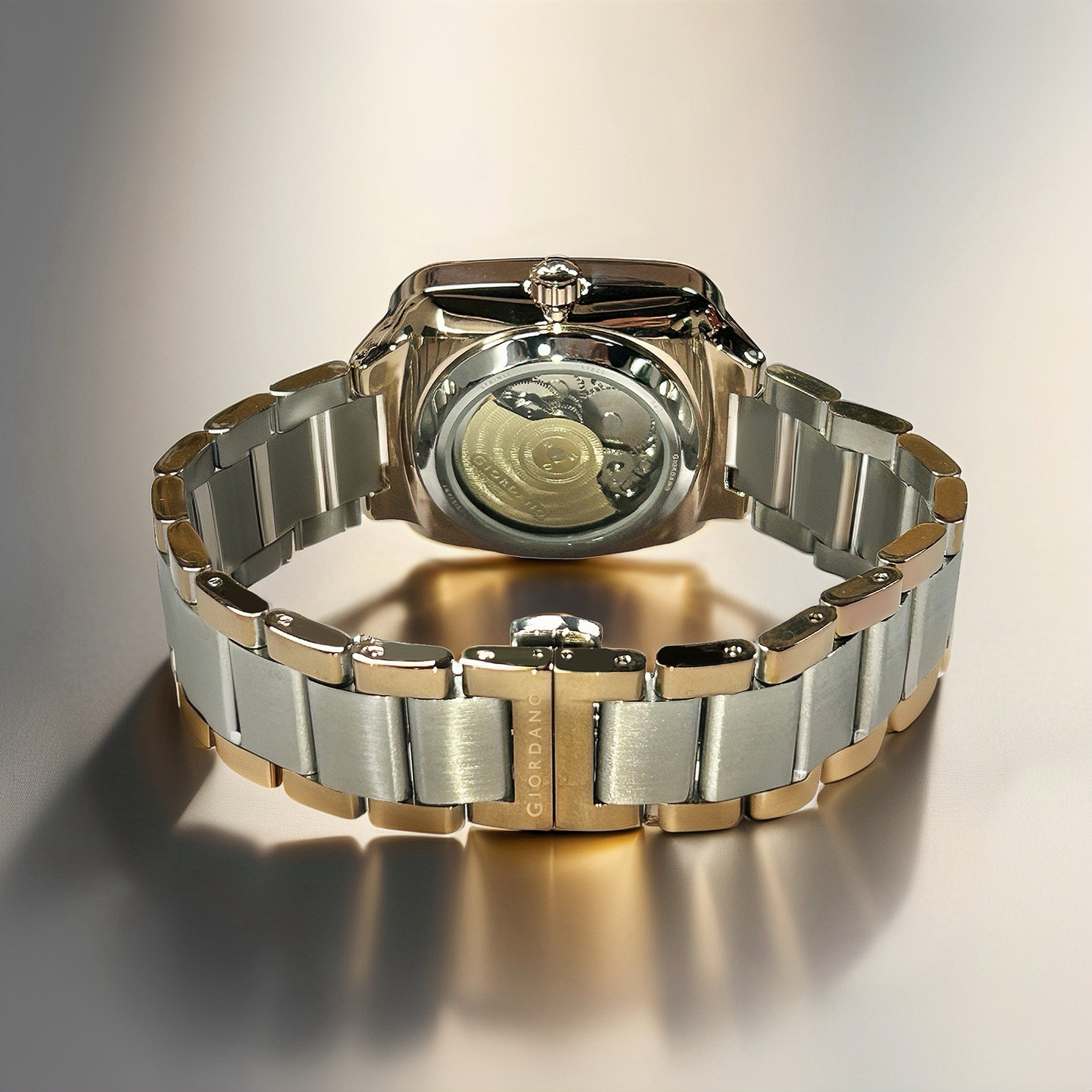 Giordano Luxury Watch for Men – Automatic Skeleton Square Dial, Stainless Steel Strap, Premium Mechanical Movement | GZ-50121-33